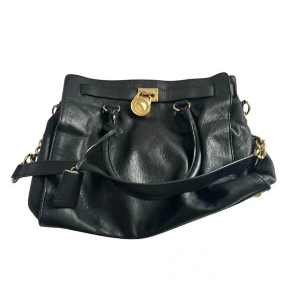 Michael Kors Black Shoulder Bag with Gold Accents - Picture 9 of 10